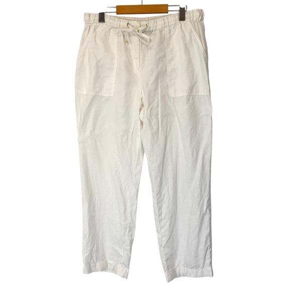 Jones New York Signature Pants Womens 10 White Elastic Waist Straight Leg - Picture 1 of 7